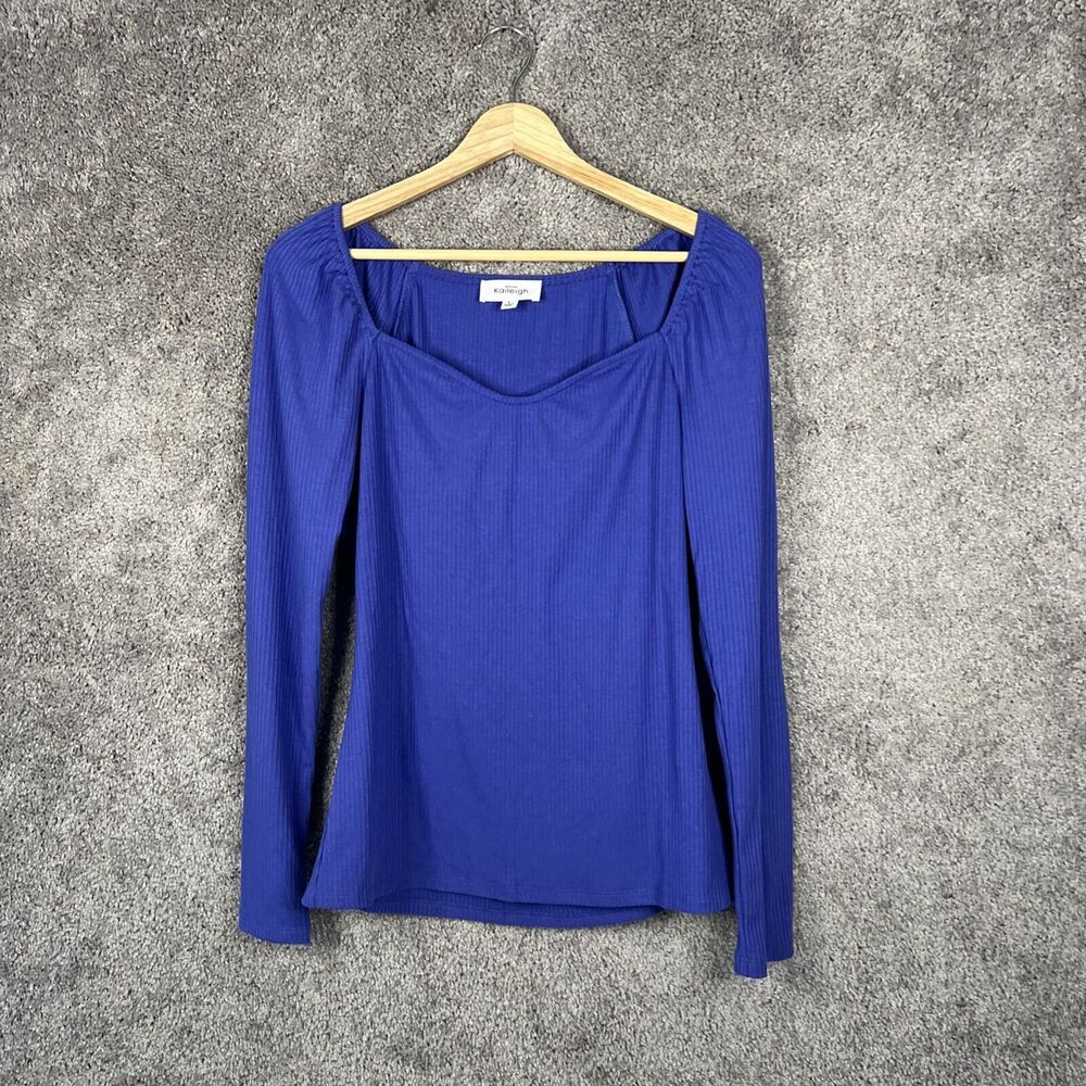 Kaileigh Shirt Womens Large Purple Long Sleeve Ribbed Square Neck Stitch Fix Top